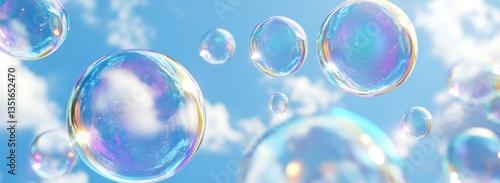 Wallpaper Mural Generate an image of floating soap bubbles against the blue sky background Torontodigital.ca