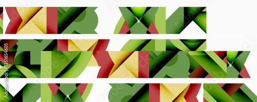 Abstract geometric artwork with interwoven angular and curved shapes, dynamic composition with smooth gradients and bold contrasts