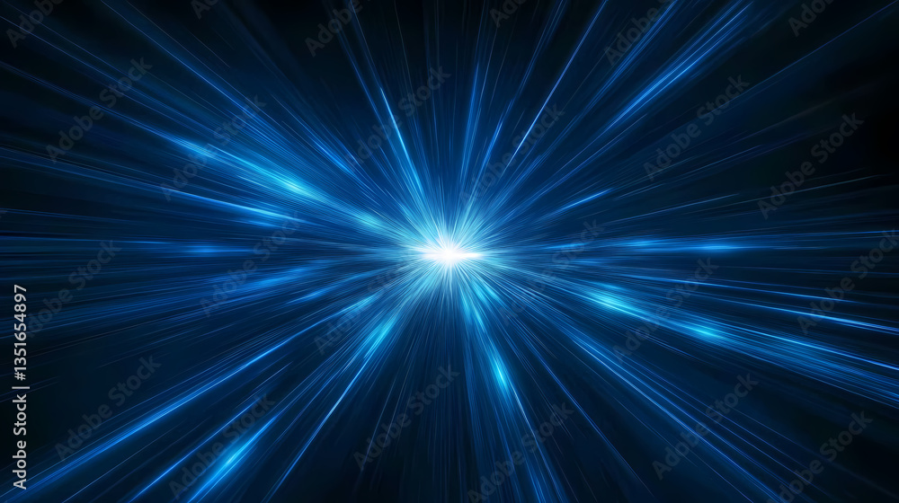 Glowing blue center emitting light rays with a sense of speed Glowing blue center emitting light rays with a sense of speed