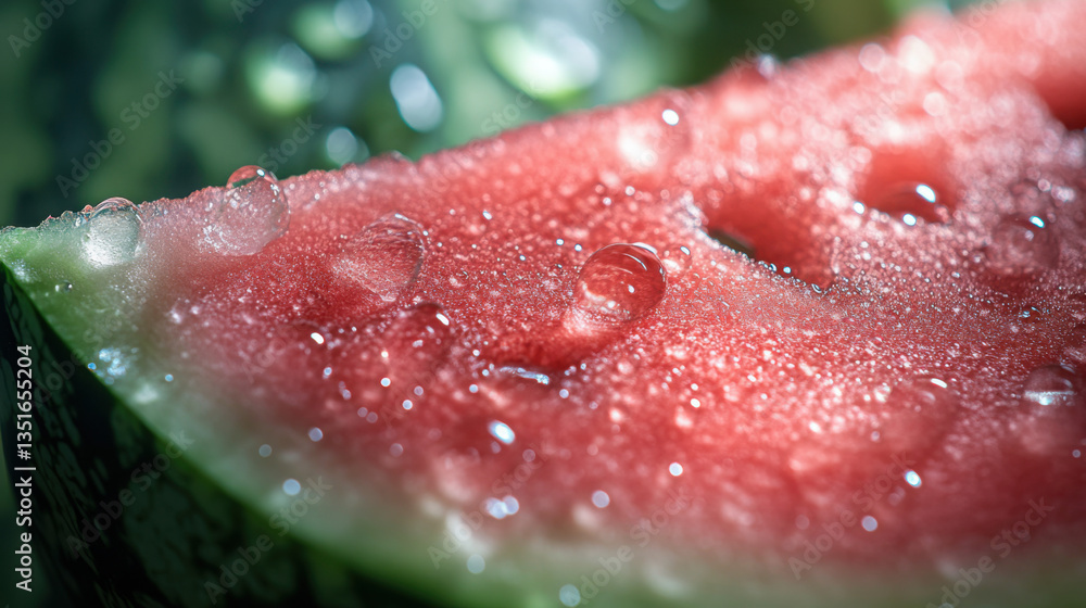 Close-up of a watermelon with droplets of water on its surface Close-up of a watermelon with droplets of water on its surface