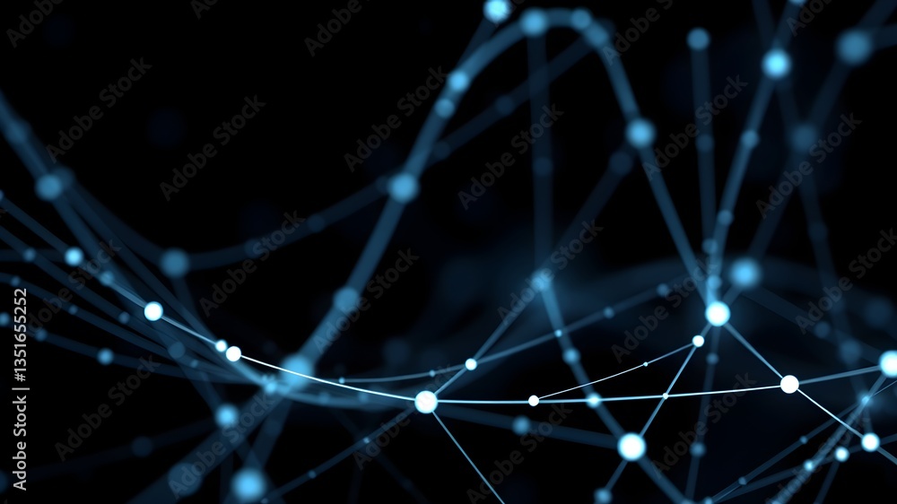 Obraz premium Data technology background. Abstract background. Connecting dots and lines on dark background. 3D rendering. 4k
