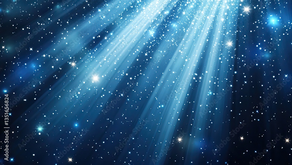 Starry night sky with glowing rays Starry night sky with glowing rays