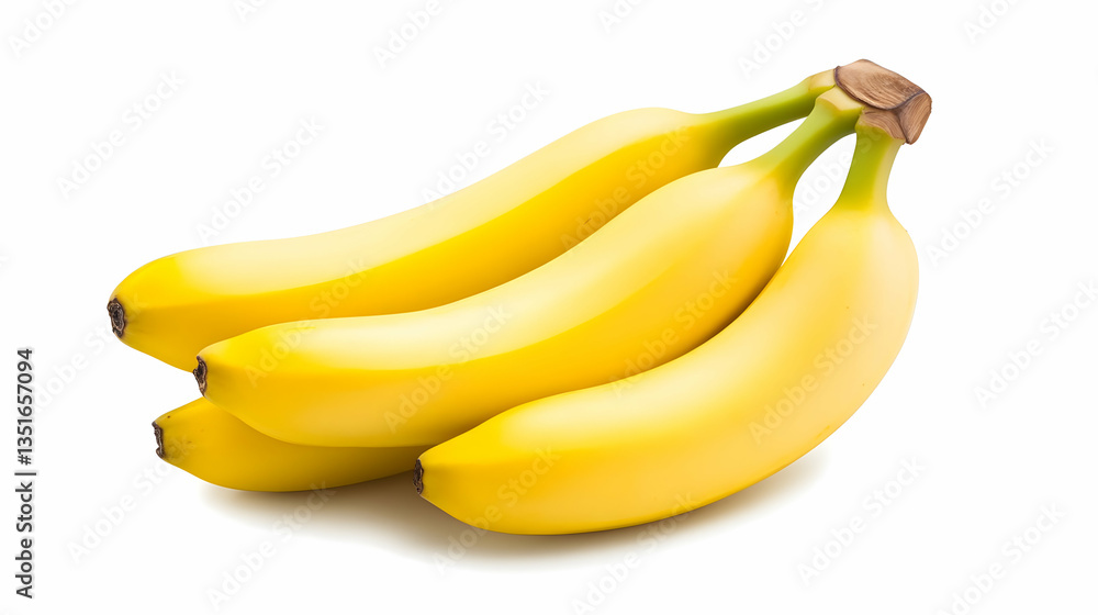 A ripe banana is isolated on a white background for nutrition and healthy eating. A ripe banana is isolated on a white background for nutrition and healthy eating.