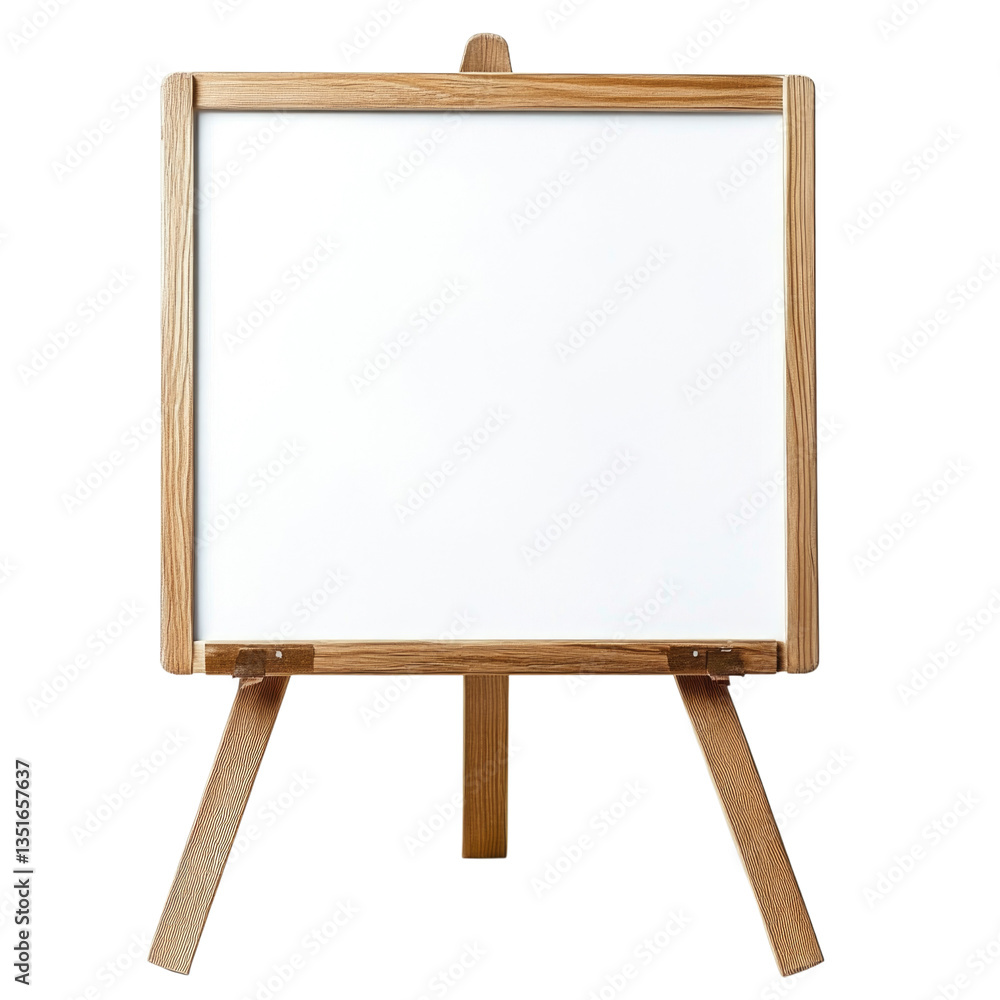 Wooden easel with blank canvas ready for creative artwork isolated on transparent background, cutout png Wooden easel with blank canvas ready for creative artwork isolated on transparent background, cutout png