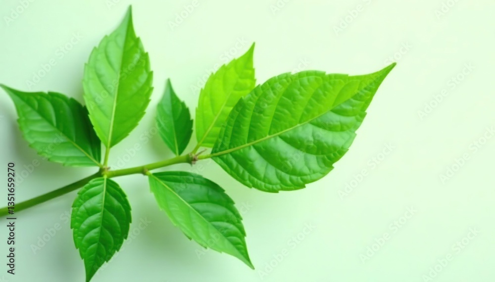Green leaf isolated on white background with soft focus effect, elegant, still life, pure Green leaf isolated on white background with soft focus effect, elegant, still life, pure