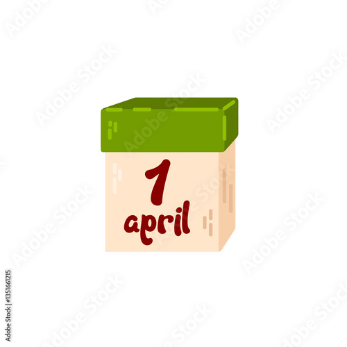 A small block calendar displaying April 1st, representing April Fools' Day.