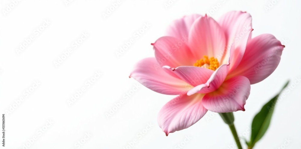 Single bloom isolated on white background with delicate petals, nature, botanical, natural Single bloom isolated on white background with delicate petals, nature, botanical, natural
