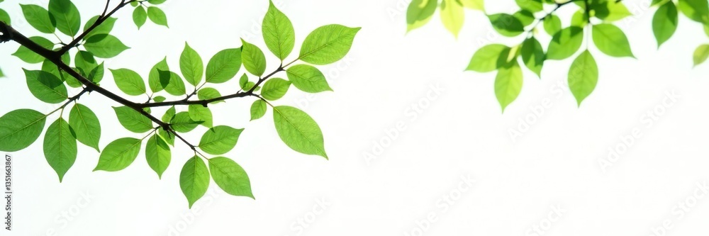 Dense leafy branches against white background, branch, leaves Dense leafy branches against white background, branch, leaves