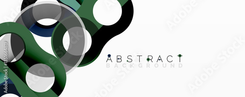 Abstract geometric pattern with interlocking circular and tubular shapes featuring smooth gradients, sharp contrasts, and dynamic layering