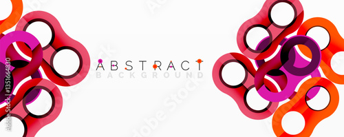 Abstract geometric pattern with interlocking circular and tubular shapes featuring smooth gradients, sharp contrasts, and dynamic layering