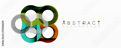 Abstract geometric pattern with interlocking circular and tubular shapes featuring smooth gradients, sharp contrasts, and dynamic layering