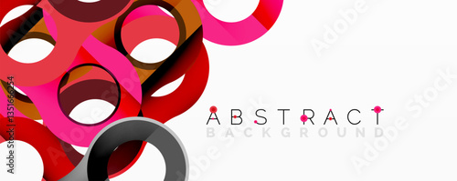 Abstract circle element composition with overlapping circular and tubular shapes featuring smooth gradients, transparency effects, and dynamic layering