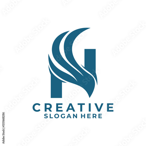 N wing logo design initial identity. Simple identity logo icon