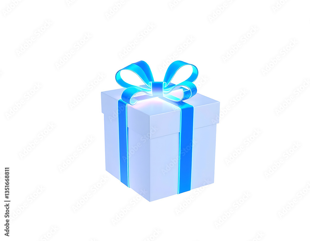 Blue Gift Box with Ribbon Blue Gift Box with Ribbon