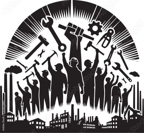 "International Workers' Day Silhouette Vector Bundle"