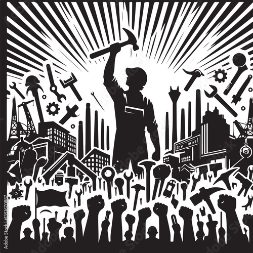 "International Workers' Day Silhouette Vector Bundle"