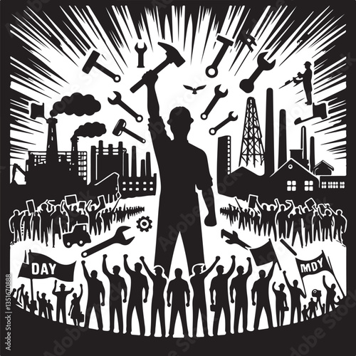 "International Workers' Day Silhouette Vector Bundle"