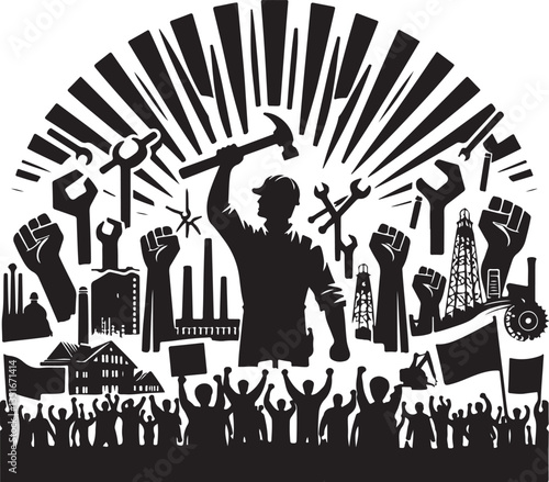 "International Workers' Day Silhouette Vector Bundle"