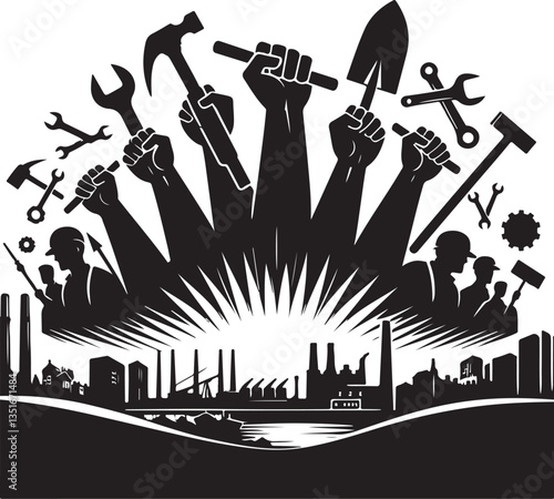 "International Workers' Day Silhouette Vector Bundle"