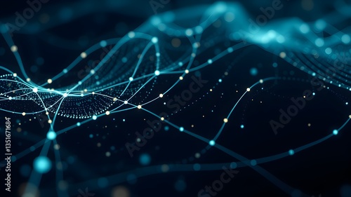 Data technology background. Abstract background. Connecting dots and lines on dark background. 3D rendering. 4k