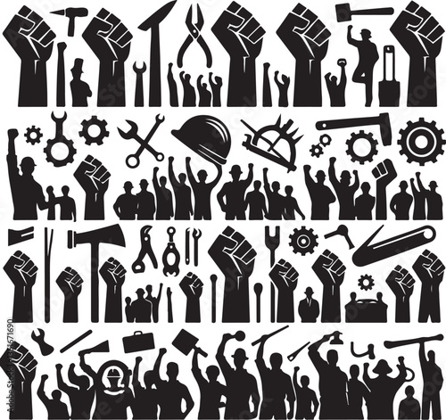 "International Workers' Day Silhouette Vector Bundle"
