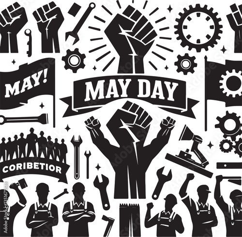 "International Workers' Day Silhouette Vector Bundle"