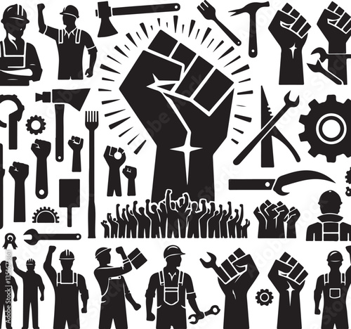 "International Workers' Day Silhouette Vector Bundle"