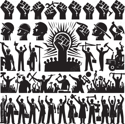 "International Workers' Day Silhouette Vector Bundle"