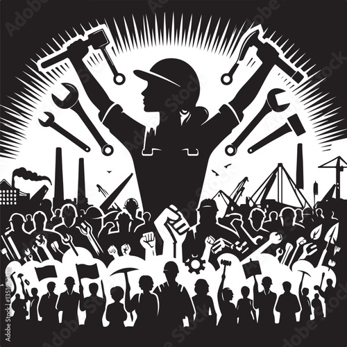 "International Workers' Day Silhouette Vector Bundle"