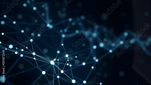 Data technology background. Abstract background. Connecting dots and lines on dark background. 3D rendering. 4k
