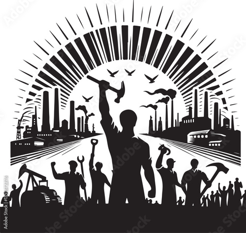 "International Workers' Day Silhouette Vector Bundle"