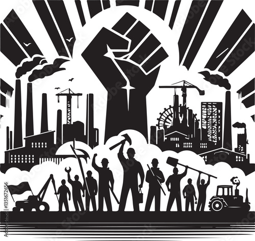 "International Workers' Day Silhouette Vector Bundle"