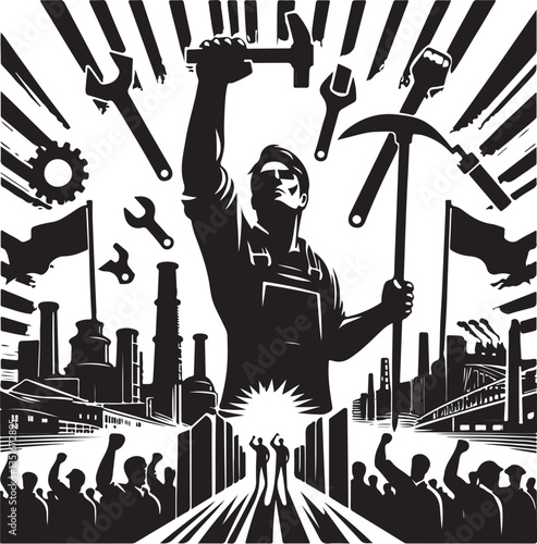 "International Workers' Day Silhouette Vector Bundle"