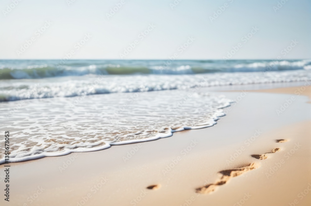 Obraz premium ビーチの波のクローズアップ、ボケ砂浜