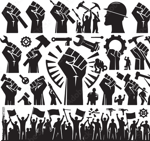 "International Workers' Day Silhouette Vector Bundle"