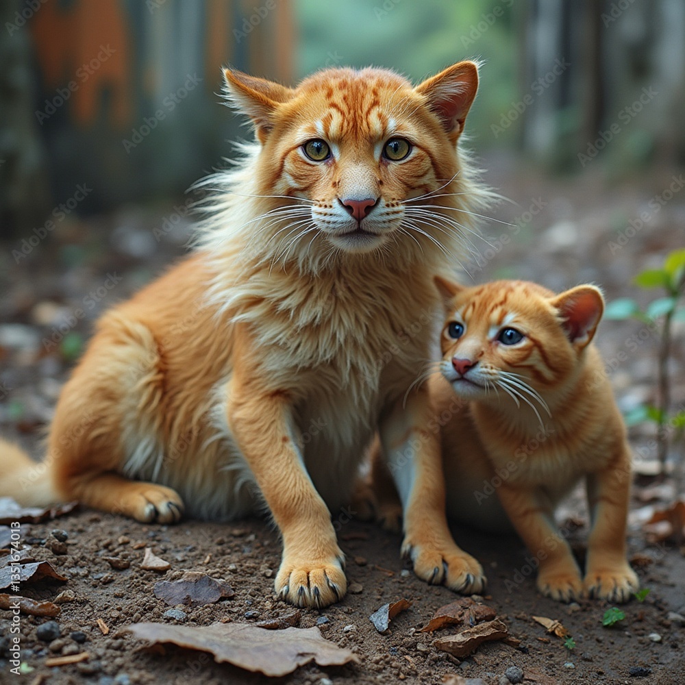 Obraz premium cat on the ground