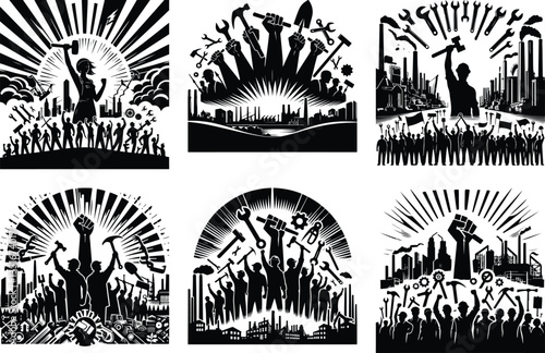 "International Workers' Day Silhouette Vector Bundle"
