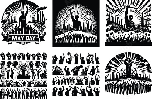 "International Workers' Day Silhouette Vector Bundle"