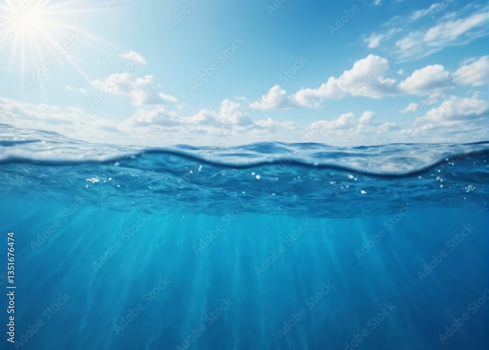 Naklejka premium 海, 空, 水, 海, 地平線, 雲, 自然, 雲, 波, 風景, サマータイム, 青, 浜, 太陽, 景色, 光, 旅行, 海景, アブストラクト, 表面, 波, 日, 太陽光, 旋律の美しい