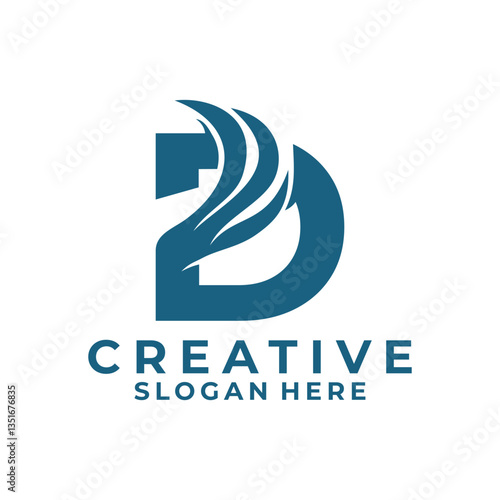 Initial letter D with wing icon logo vector illustration