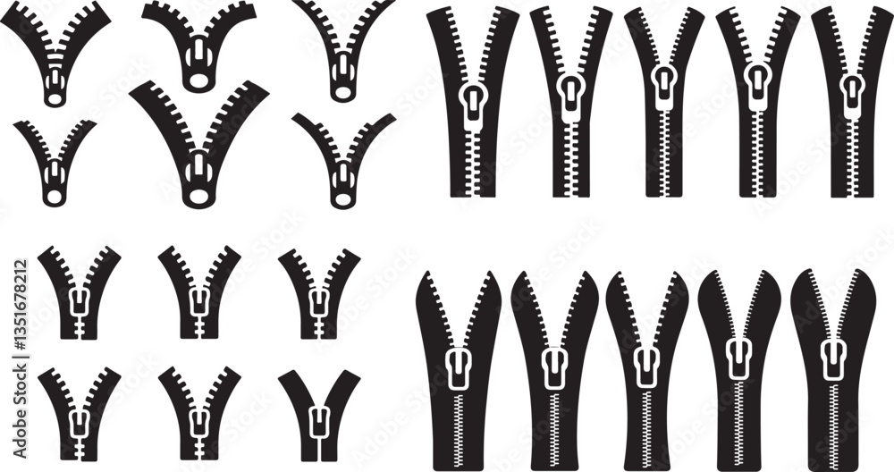 Simple Zipper silhouettes Simple Zipper silhouettes