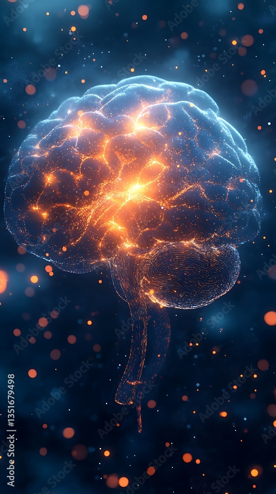 Naklejka premium Sci fi brain energy with futuristic sparks high resolution picture