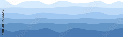 Abstract blue wave pattern with multilayered wavy lines in gradient shades.