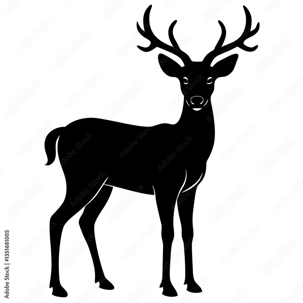 Obraz premium A deer standing silhouette vector illustration 