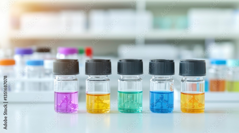 Detailed close-up on a biomedical engineering workspace, showcasing molecular structure analysis for disease cure research, with ample copy space for contextual text or descriptions. , Minimalism