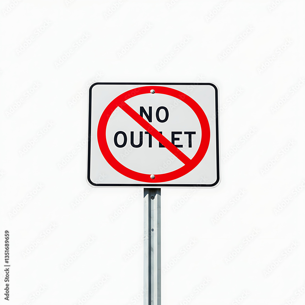 No outlet road sign isolated on white background for driver warning and traffic direction restriction No outlet road sign isolated on white background for driver warning and traffic direction restriction
