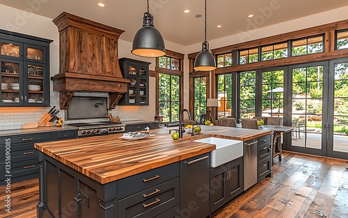 Rustic Modern Kitchen Island Design with Natural Light