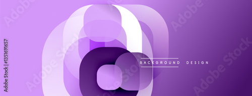 Circular abstract design with overlapping translucent circles and round shapes, blending gradients and smooth curves, creating depth, contrast, and a dynamic visual effect