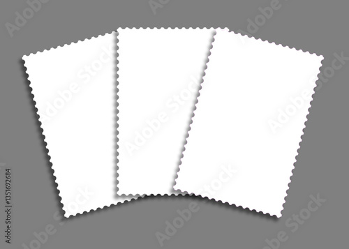 Drei weiße gefächerte Briefmarken