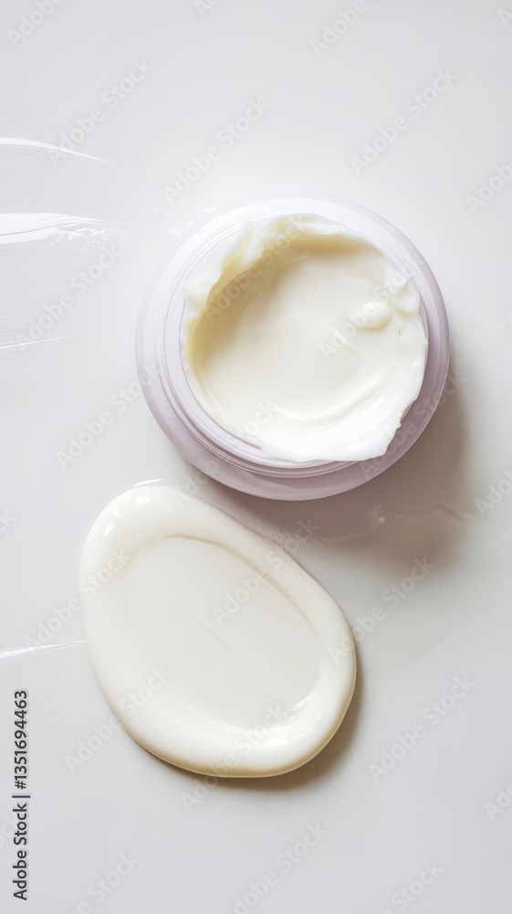 Face or body white cream drop or swipe hr balm lotion isolated on white background Face or body white cream drop or swipe hr balm lotion isolated on white background